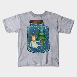 Girl in a jar with fireflies Kids T-Shirt